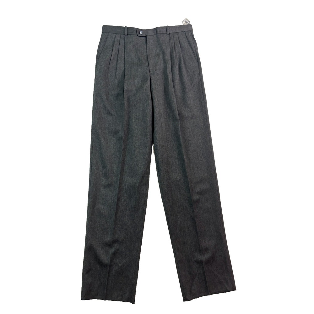 NEW vtg 90s‎ Mark Alexander 36 Unhemmed Charcoal 100% Wool Dress Pants Pleated